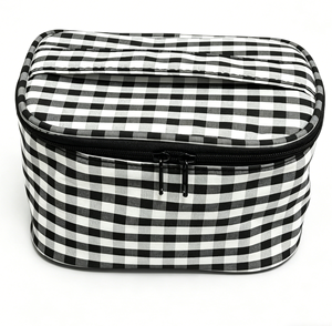 Grid <b>Makeup</b> Bag Pen <b>Case</b> Retro Niche Storage Bag Travel Portable Toiletry Bag Manufacturer Wholesale Vintage Handbag - Product Image 3