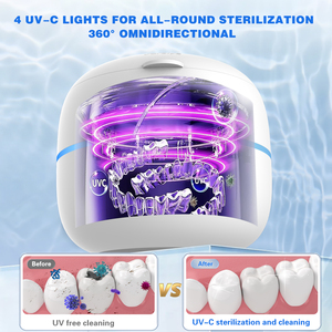 Pembersih Ultrasonik Frekuensi Tinggi 45kHz dari Baja Tahan Karat untuk Gigi Palsu Perhiasan Bertenaga USB/Listrik Kapasitas 210ml Mekanis - Product Image 5