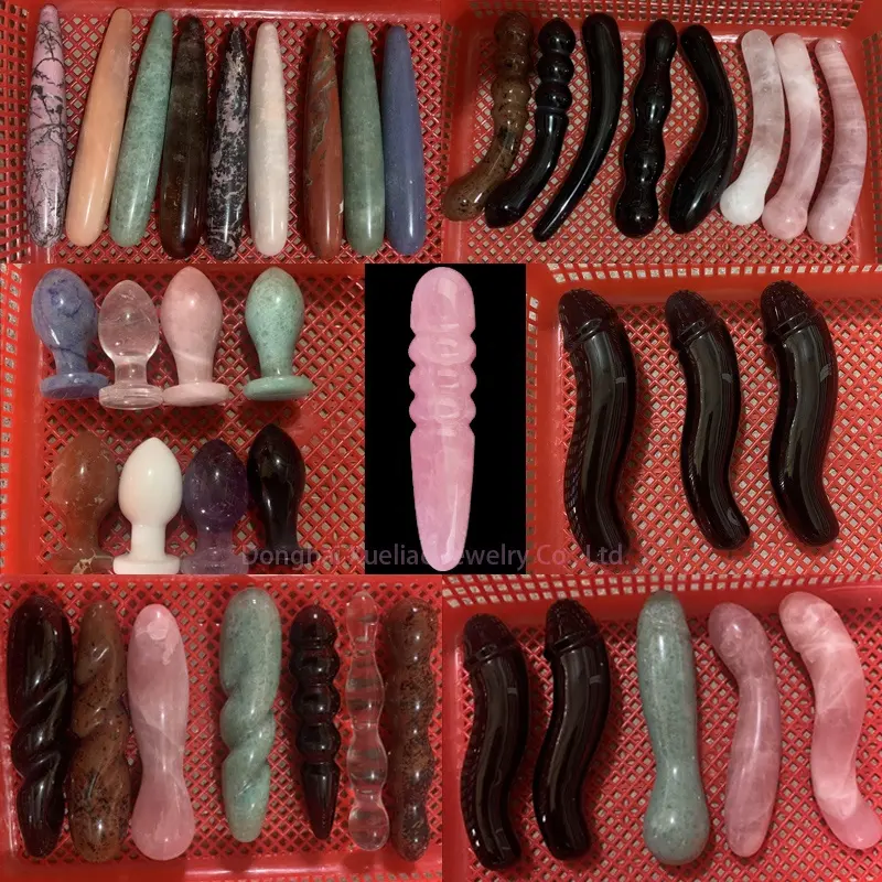 Wholesale Natural crystal Quartz Massage Yoni Wand Woman Sex Toys Penis Healing plug Dildos For Female Masturbating gift
