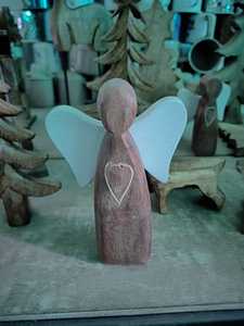 Figurine d'ange en bois sculptée à la main, décoration de Noël en bois naturel, jouet artisanal sur pied - Product Image 3