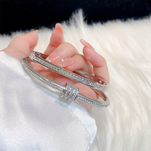 <strong>Sliver</strong> Bracelet Anti Tarnish Women Trendy Got Selling Stainless Steel Waterpoof Jewelry Zircon Bangle CZ Bracelet for Women - Product Image 2