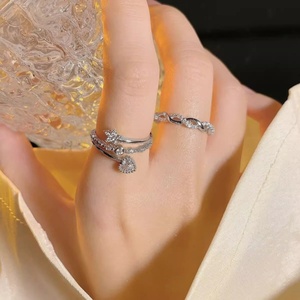 Minimalist Micro Insert Vvs Gra Moissanite Jewelry 14k Gold Filled Star and Heart Open <b>Adjustable</b> <b>Ring</b> for Women - Product Image 3