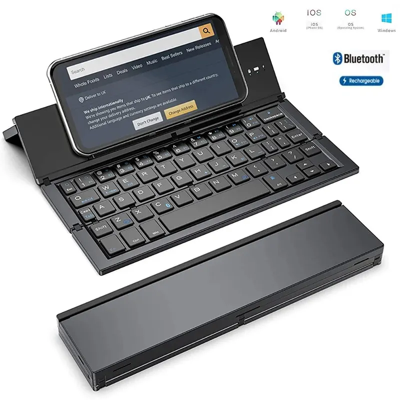 Faltbare Tastatur Drahtlose Tastatur mit tragbarer faltbarer Tastatur im Taschen format für Telefon, Pad, Tablet,Laptops, Telefon