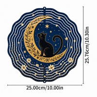 Carillon éolien rond en fer, motif lune, chat, étoile, cloche à vent suspendue en métal, décoration extérieure pour la maison, cadeau