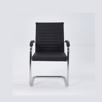 Vente en gros Chaise de bureau pour le personnel avec accoudoir souple en cuir Pu et cadre en métal à mi-dossier pour la conférence des visiteurs