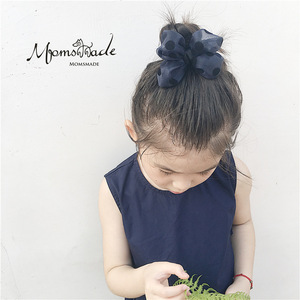 MOMSMADE เครื่องประดับผมเด็กใหม่สไตล์เกาหลีสำหรับเด็กผู้หญิง: ผ้าคาดผมผูกโบว์ลายจุดเย็บด้วยมือผ้าคาดผมผูกผม - Product Image 1