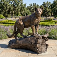Estatuas de Animales Personalizadas, Escultura de Leopardo de Bronce de Tamaño Real en el Árbol para Decoración de Jardín Exterior