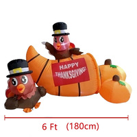 Nouveauté transfrontalière très demandée : Décoration gonflable de 18 m pour Thanksgiving, motif dinde et citrouille, avec éclairage LED, en polyester, pour fêtes en extérieur