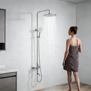 ระบบฝักบัวติดผนังสแตนเลสทรงกลมทันสมัย 3 ฟังก์ชั่น ชุดฝักบัวน้ำร้อนน้ำเย็น - Product Image 1