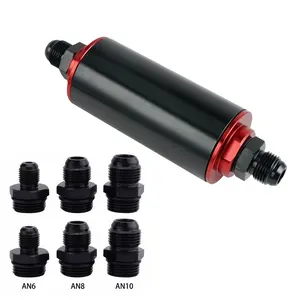 NiceCNC Universal 100 Micron AN6 AN8 AN10 Red High Flow In-line Fuel Oil Petrol Filter