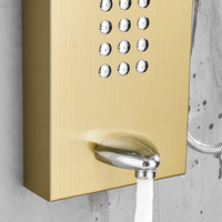 FLG Panneau de douche thermostatique moderne en acier inoxydable doré pour douche à effet pluie