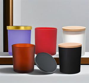 Biểu Tượng Tùy Chỉnh Frosted Thủy Tinh Rỗng Nến Lọ Bán Buôn Nến Màu Đỏ <span class=keywords><strong>Container</strong></span> Với Nắp Bằng Gỗ Cho Trang Trí Nội Thất Món Quà Cưới Bao Bì - Product Image 1