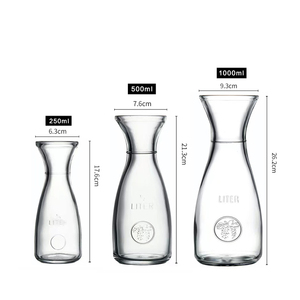 <span class=keywords><strong>Carafe</strong></span> en verre pour boissons de 250 ml, 500 ml, 1 litre <span class=keywords><strong>avec</strong></span> couvercles en plastique, col étroit, large ouverture, bouteille en verre pour jus, eau, vente en usine - Product Image 2