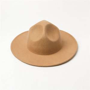 X1229 Sombrero Unisex de Fieltro de Lana Transpirable con Ala Ancha, Copa Cóncava, Diseño Liso, Decoración con Cinta, Cuatro Estaciones, Fiesta, Nuevo - Product Image 1