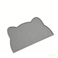 Tapis de Nourrissage en Silicone pour Animaux de Compagnie, Forme Arrondie, Étanche, Antidérapant, avec Bord Surélevé, Anti-Fuite, Durable, Écologique, Qualité Alimentaire