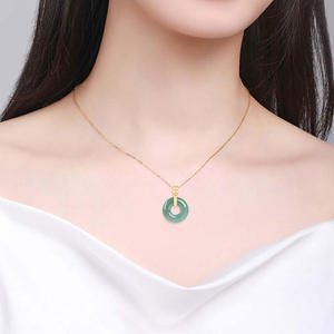 หยกธรรมชาติสีน้ำเงินหยกโดนัทจี้หยกเงิน S925 UNISEX สไตล์จีนของขวัญพร้อมใบรับรองการประเมิน D053 - Product Image 4