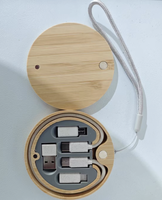 Kit de câbles de charge USB multi-adaptateur 6-en-1 en bambou écologique le moins cher avec boîte circulaire et organisateur de câbles USB pour voyage