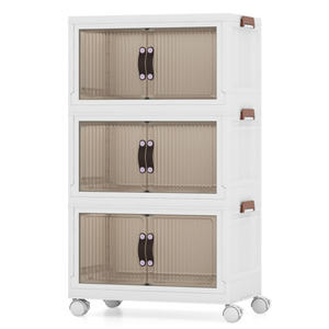 DB Stackable Storage <b>Box</b> 25.5/60 Gal Three Layer With Magnetic Doors Portable Wardrobe For Clothing <b>Bedding</b> Bathroom - Product Image 5