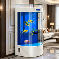 Aquarium Semi-Circulaire 2026 Nouveau Verre Ultra-Clair Monobloc Sans Changement d'Eau Filtre Arrière Intégré Aquarium sur Pied pour Salon et Maison