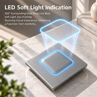 Interrupteur ultra-fin BAOBEN pour lumière LED bleue, forme carrée, couleur grise, ouverture un-vers-un, double ouverture triple, double commande