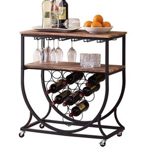 Carrito de hierro forjado negro de estilo europeo, gabinete de almacenamiento para restaurante, carrito de bar industrial, estante para vasos, carrito para botellas de vino - Product Image 4