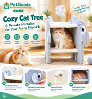 Arbre à chat et lit pour chat combinés, universels toutes saisons, durables, avec griffoir en sisal, peu encombrants, petit jouet pour chat, style mignon, origine Chine