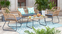H024 sortie d'usine chaise de jardin en plastique rotin table de salle à manger ensemble solide tissé à la main loisirs rotin chaises d'extérieur luxe moderne