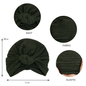 Nouveauté <span class=keywords><strong>Foulard</strong></span> <span class=keywords><strong>Turban</strong></span> à Volants Couleur Unie Islamique Chapeau <span class=keywords><strong>Chimio</strong></span> Noué Bonnets pour Femme - Product Image 5