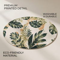 Tapis moderne en polyester imprimé motif botanique tropical, grand tapis de salon à feuilles de palmier vertes, fabriqué à la machine, à poils ras
