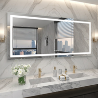 Miroir mural LED rectangulaire avec cadre métallique, miroir de salle de bain, miroir de maquillage, design moderne pour hôtel, maison, miroir mural LED