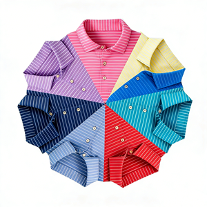 Camiseta de Golf de Manga Corta a Rayas para Hombre, con Logotipo OEM, Sublimada, de Punto, Poliéster, Elastano, Transpirable, de Secado Rápido, Suave, Deportiva - Product Image 3