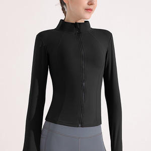 Ropa deportiva Abrigo informal Chaqueta deportiva Cremallera Entrenamiento Correr Yoga Abrigo Slim Fit Manga larga Chaqueta de pista de yoga con agujeros para los pulgares - Product Image 5