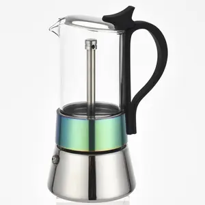 OEM china factory supplier traditional steel with glass top moka pot cafetera espresso coffee maker