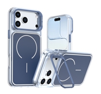 Nouvelle coque de téléphone magnétique transparente avec béquille pour appareil photo, protection intégrale antichoc à 360° en acrylique pour iPhone 17 Pro Max