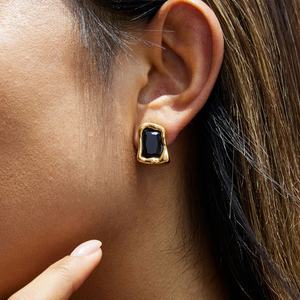 ต่างหูสตั๊ดแบรนด์ดัง ดีไซน์ทันสมัย ไม่ลอก ไม่ดำ ผลิตจากสแตนเลสสตีลเคลือบ PVD ประดับเพชรซิร์คอน สำหรับผู้หญิง ขายส่ง - Product Image 2