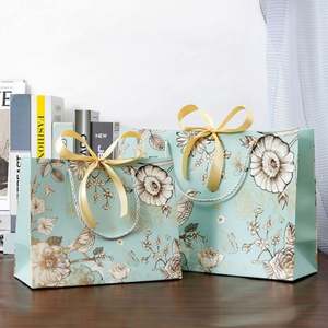 Custom Personalized Print Logo Sliding Jewelry <b>Box</b> Folding Shopping Paper <b>Gift</b> Bags with Rope Handles - Product Image 2