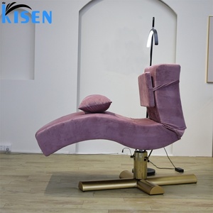 KISEN Nouveau Lit de Beauté Électrique Réglable en Velours et Similicuir Rose pour Extensions de Cils, Chaise Faciale, Équipement de Salon - Product Image 6