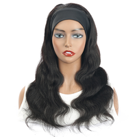 Perruques à bandeau sans colle en cheveux humains, perruques à bandeau en cheveux humains ondulés, perruques entièrement faites à la machine sans dentelle pour femmes noires