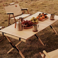 BNcompany Aluminium Pliant Portable Table Basse Oeuf Rouleau Mobilier D'extérieur pour Pique-Nique Pelouse Jardin Camping