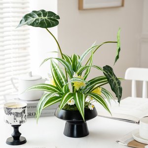 Ensemble de plantes vertes artificielles, vase à fleurs en soie, décoration intérieure haut de gamme - Product Image 3