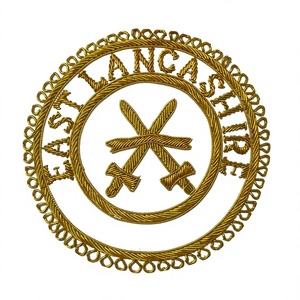 Badge maçonnique personnalisé du District d'East Lancashire, sans nickel, en similicuir et fil de métal doré - Product Image 1