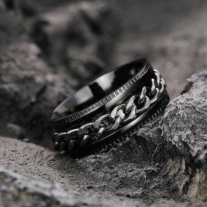 Anillos de moda de acero inoxidable DJ063, chapados en oro de 18 quilates, diseño de cadena, joyería unisex para hombre y mujer. - Product Image 4