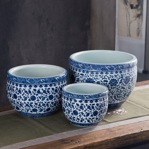 Pot de plantes à fleurs en céramique <span class=keywords><strong>bleu</strong></span> et blanc, table chaude, livraison gratuite - Product Image 2