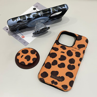 Étui de luxe antichoc magnétique à imprimé léopard avec support pour iPhone 17 16 15 Pro Max, coque deux-en-un en TPU et PC
