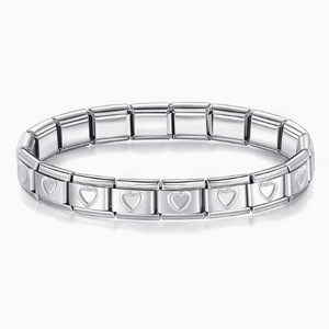 Stainless Steel Italian Modular <b>Bracelet</b> Heart And Star Pattern Unisex Fashion Charm <b>Bracelet</b> Gift Jewelry - Product Image 3