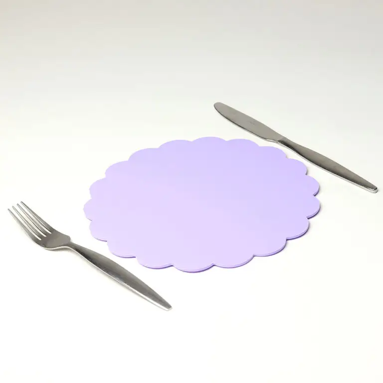 Benutzer definierte Acryl Jakobs muschel Rand Runde Tischs ets Cup Mats Personal isierte Plexiglas Multi Color Untersetzer Tischs ets Set