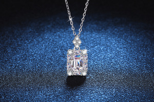 Gümüş kaplama Moissanite ile klasik S925 gümüş kolye hediye nişan yıldönümü için 925 ayar altın - Product Image 6