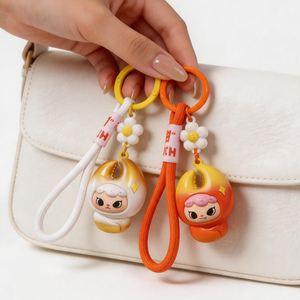 Porte-clés figurine de dessin animé <span class=keywords><strong>crabe</strong></span> à grandes pinces au design créatif, <span class=keywords><strong>avec</strong></span> pendentif fleur exquis, breloque de sac et accessoire pour clés et sacs à main - Product Image 5