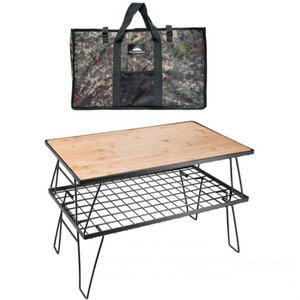 Camping Randonnée Double Barbecue Filet de Grillage De gril de Bbq Avec Des Planches de Bois Et Sacs D'emballage - Product Image 1
