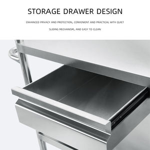 चिकित्सा ट्रॉली स्टेनलेस स्टील अस्पताल उपचार कार्ट क्लिनिक नर्सिंग उपयोगिता कार्ट दराज के साथ नर्सिंग उपयोगिता कार्ट डबल ट्रिपल लेयर डिजाइन - Product Image 4